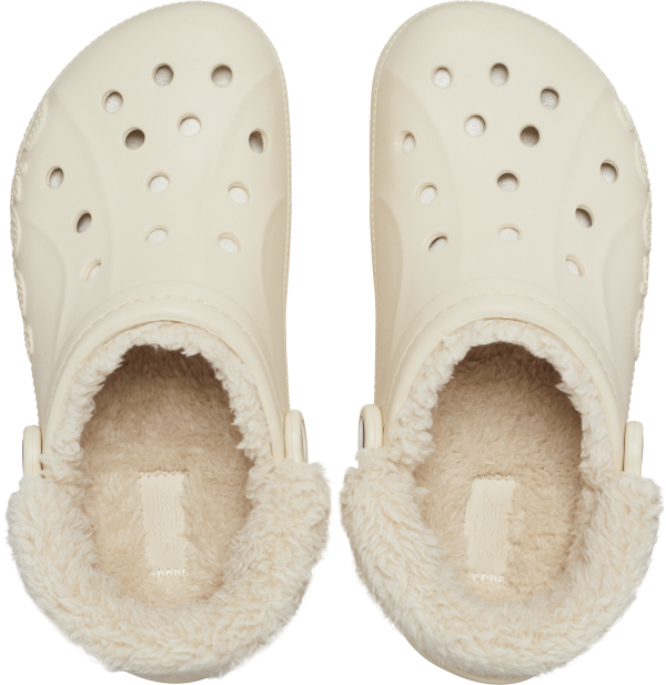 Crocs Baya Lined Fuzzy-Strap Clog - Cream Online