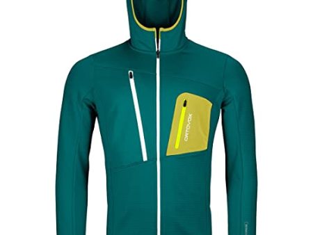 ORTOVOX Herren Fleece Grid Hoody M Sweatshirt, grün (Pacific Green), M Hot on Sale