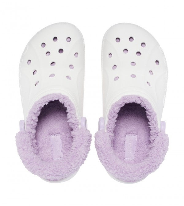 Crocs Baya Lined Fuzzy-Strap Clog - White  Lavender Online now