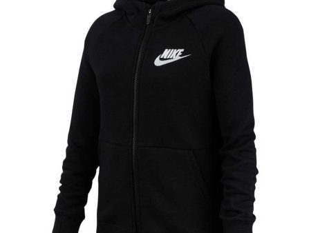 Nike Mädchen Sportswear Hoodie Full Zip Kapuzenpullover, Black White, S Supply