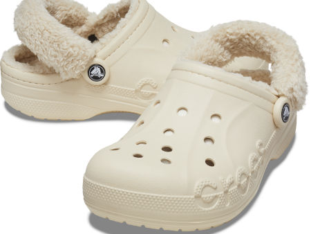 Crocs Baya Lined Fuzzy-Strap Clog - Cream Online