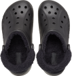 Crocs Baya Lined Fuzzy-Strap Clog - Black Online Hot Sale