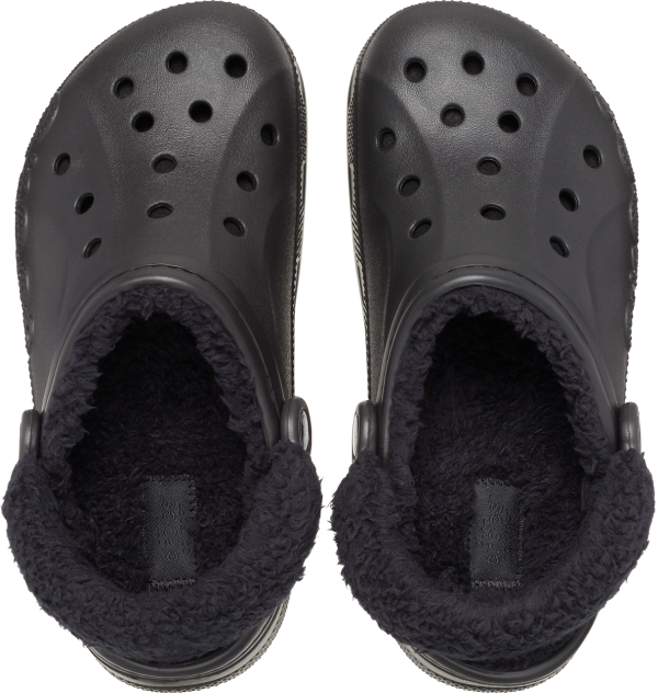 Crocs Baya Lined Fuzzy-Strap Clog - Black Online Hot Sale