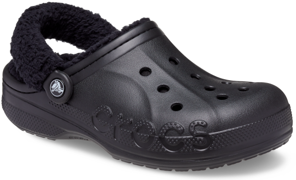 Crocs Baya Lined Fuzzy-Strap Clog - Black Online Hot Sale