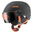 uvex junior visor pro - Skihelm für Kinder - mit Visier - individuelle Größenanpassung - black-orange matt - 52-54 cm For Discount