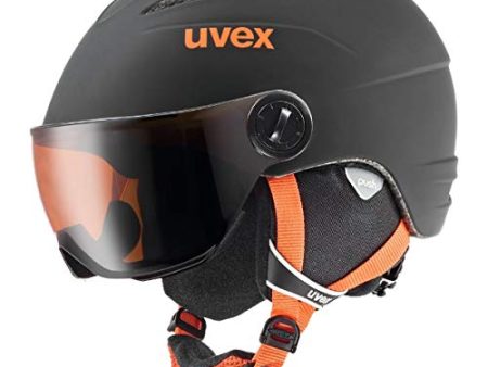 uvex junior visor pro - Skihelm für Kinder - mit Visier - individuelle Größenanpassung - black-orange matt - 52-54 cm For Discount