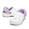 Crocs Baya Lined Fuzzy-Strap Clog - White  Lavender Online now