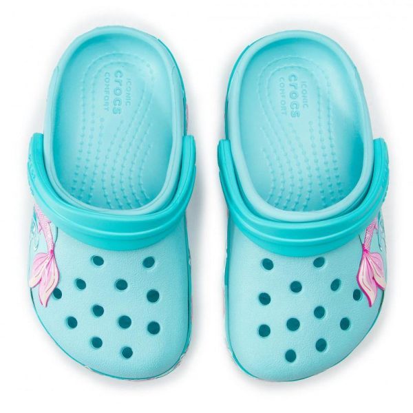 Authentic Kids’ Crocs Fun Lab Mermaid Band Clog - Ice Blue Cheap