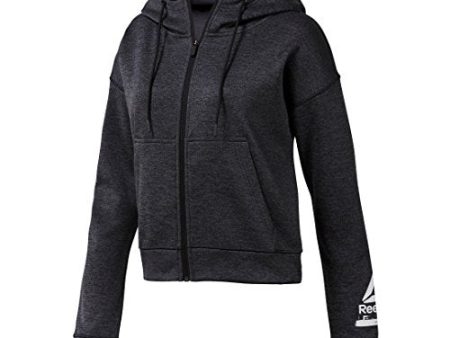 Reebok Damen Workout Thermowarm Fleece Full-Zip Laufbekleidung Hoody Dunkelgrau - Weiß XL Online Hot Sale